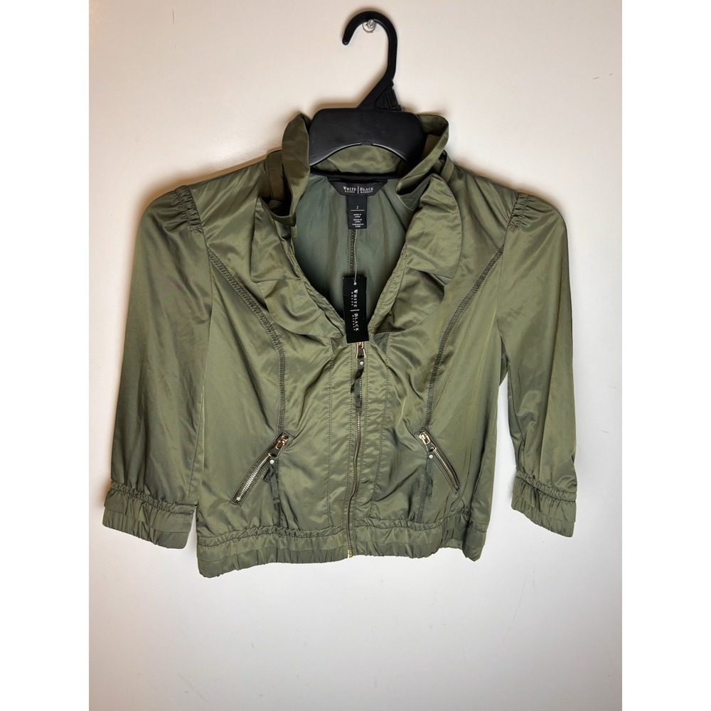 White House Black Market Green Bomber Jacket size 2 NWT